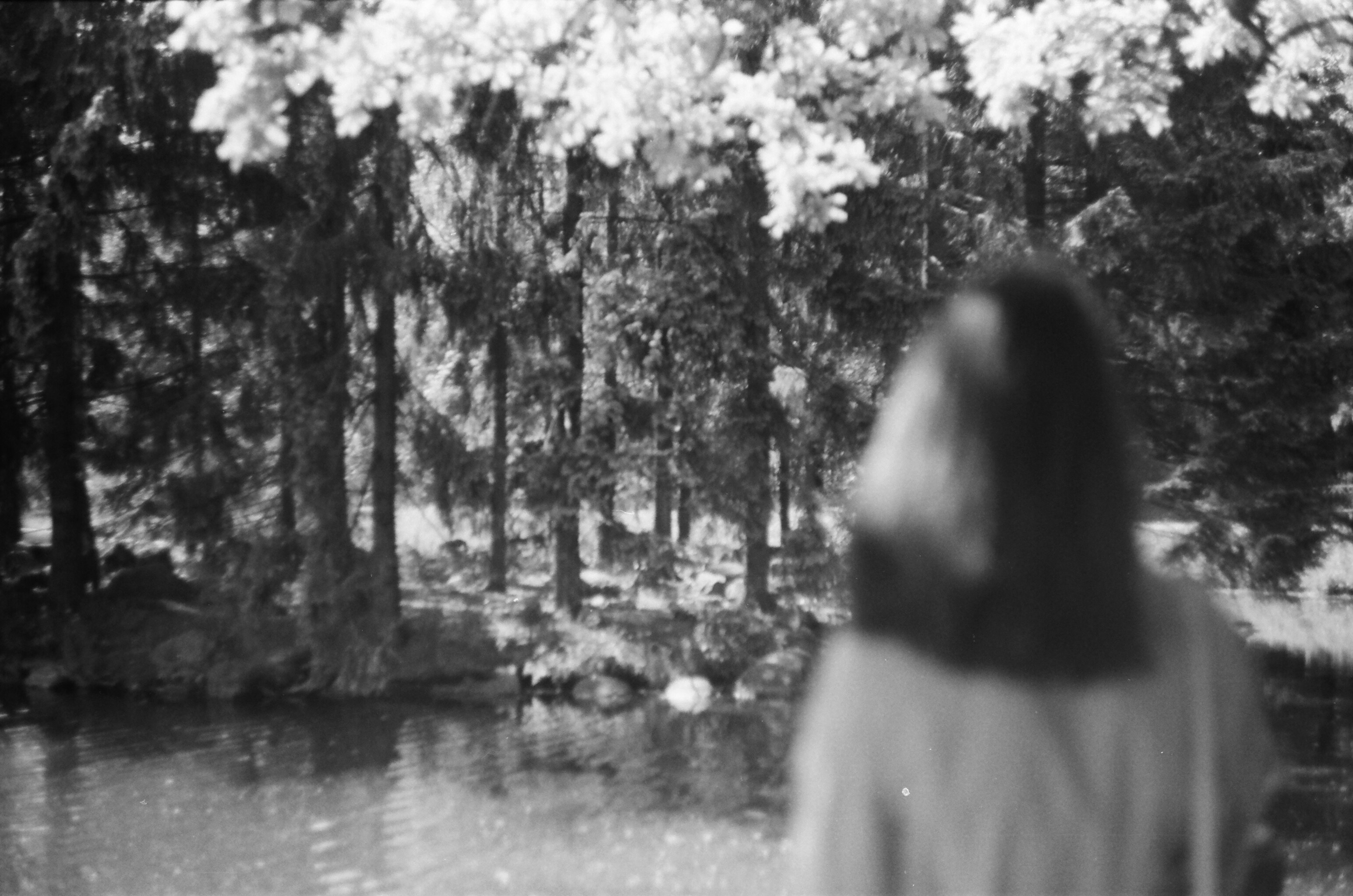 girl in white dress standing near body of water